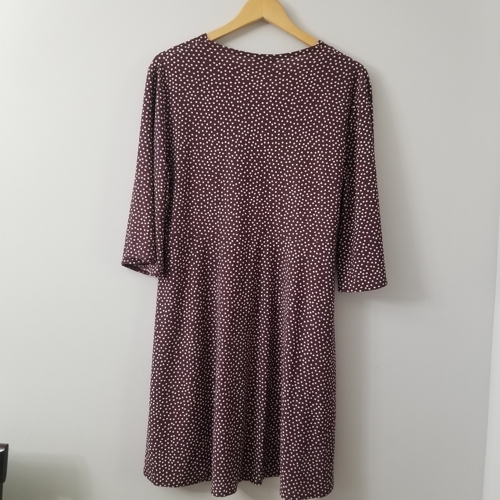 𝅺polka Dot Illusion Faux Wrap Loose Dress Lg 3/4 Sleeve - Picture 7 of 8